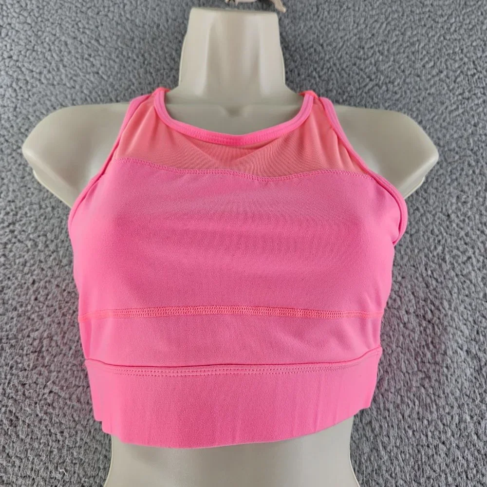 Zyia Sports Bra Womens Medium Coral All Star High Impact Zipper Mesh High Neck